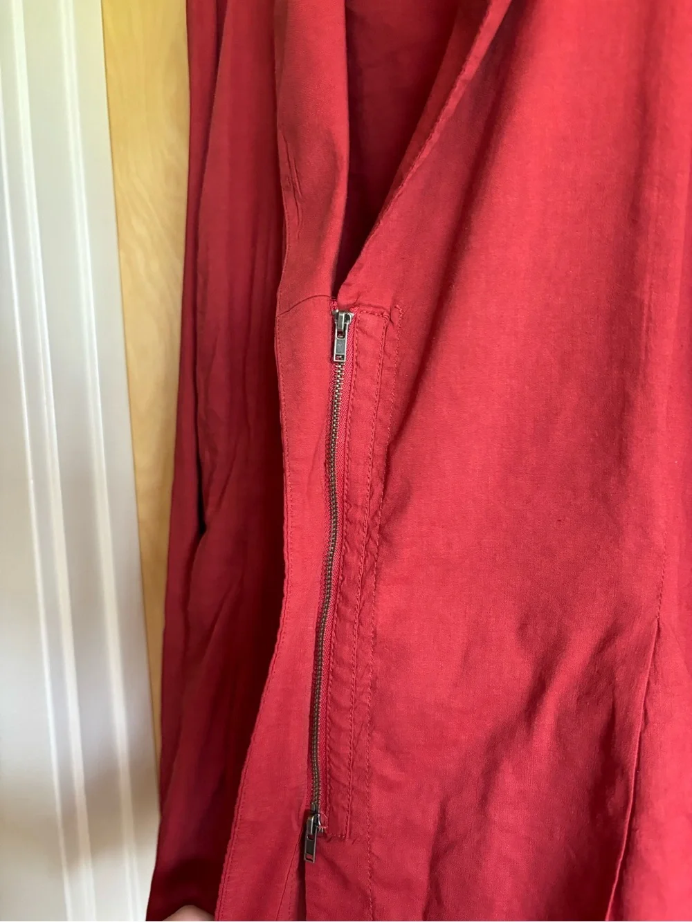 Eileen Fisher Woman Rust Linen Blend Asymmetrical Zip Shawl Collar Jacket 3X